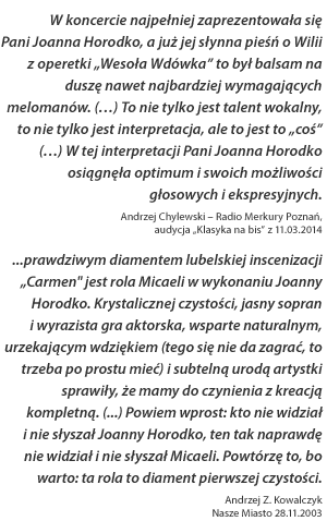 Joanna Horodko : Sopranistka - artykuł
Nasze Miasto 28.11.2003